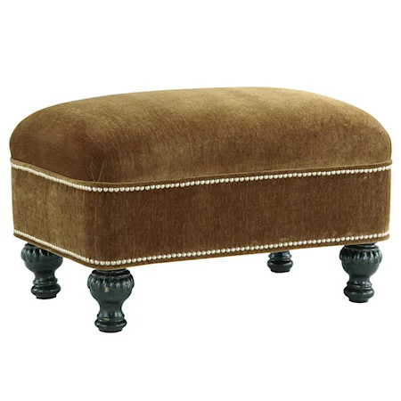 Traditional English Ottoman with Nailhead Trim